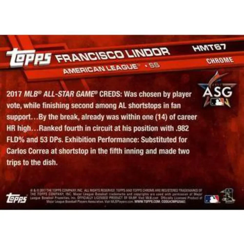 2017 Topps Chrome Update Francisco LindorÂ AS HMT67 Cleveland Indians
